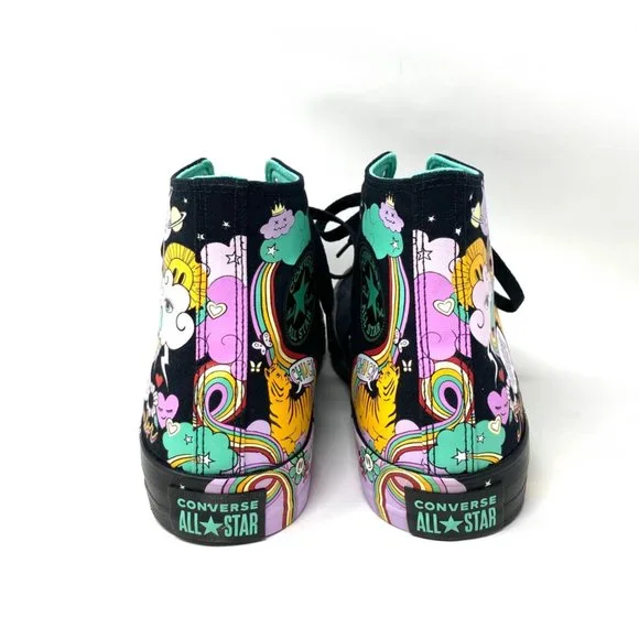 Converse Men's Size 9 171271F CTAS PSYCHEDELIC HOOPS Black Canvas Hi Top Sneaker - Picture 6 of 10